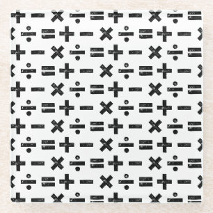 Dessous-de-verre En Verre Noir et Blanc Tous les symboles mathématiques Lino