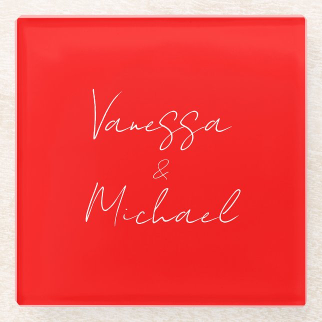 Dessous-de-verre En Verre Nom d'écriture professionnelle mariage personnalis (Devant)