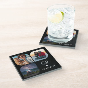 Dessous-de-verre En Verre Nom Monogramme 3 Photo Moderne Tendance Simple