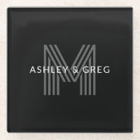 Nom rétro moderne modifiable monogramme noir et gr