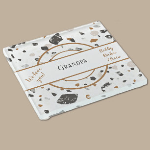 Dessous-de-verre En Verre Nom sur Earth Tones Terrazzo Motif sur