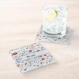Dessous-de-verre En Verre Nom, vous êtes le meilleur, motif Terrazzo