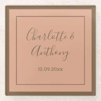 Dessous-de-verre En Verre Noms de calligraphie créative mariage Date
