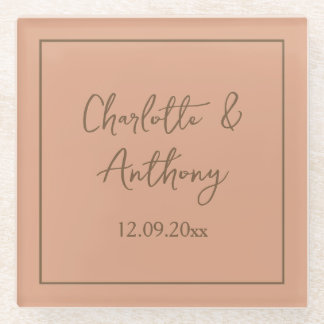 Dessous-de-verre En Verre Noms de calligraphie créative mariage Date