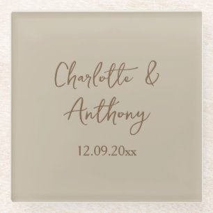Dessous-de-verre En Verre Noms de calligraphie créative mariage Date