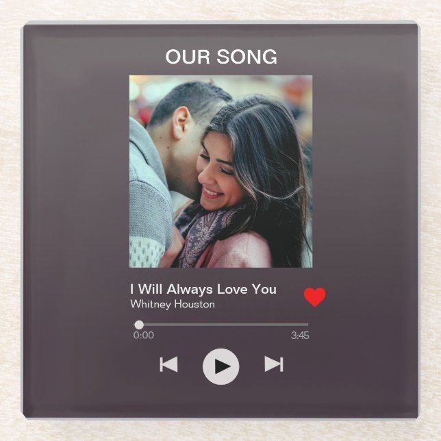 Dessous-de-verre En Verre Notre chanson préférée - Photo personnalisée  (Devant)