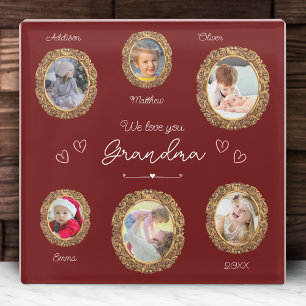 Dessous-de-verre En Verre Nous t'aimons Grand-mère Six Photo avec Texte Coeu