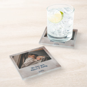 Dessous-de-verre En Verre Nous vous aimons Bleu Aquarelle Photo