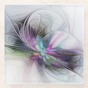Dessous-de-verre En Verre Nouvelle vie, Colorful Abstrait Fractal Art Imagin