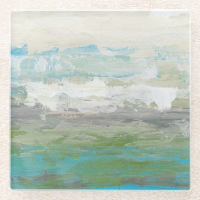 Dessous-de-verre En Verre Nuages Blancs Surplombant Un Beau Paysage (Devant)