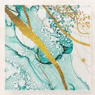 Dessous-de-verre En Verre Nuages d'art Abstraits : Encre translucide