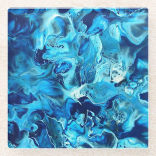 Dessous-de-verre En Verre Nuances de partie bleue dessous de verre deux en