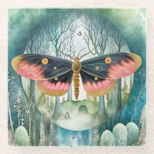 Dessous-de-verre En Verre Nuit de la forêt de Moth Rose