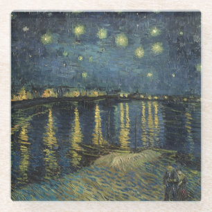 Dessous-de-verre En Verre Nuit étoilée de Vincent van Gogh au-dessus du
