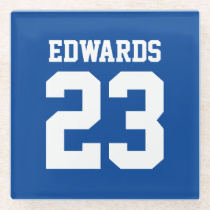 Dessous-de-verre En Verre Numéro de sport personnalisé avec nom