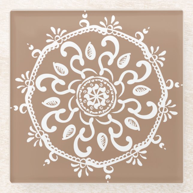 Dessous-de-verre En Verre Nutmeg Mandala (Devant)