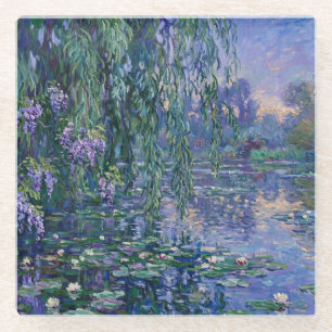 Dessous-de-verre En Verre Nymphéas impressionnistes et saule pleureur