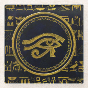 Dessous-de-verre En Verre Oeil égyptien d'or de Horus - Wadjet