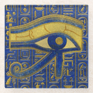 Dessous-de-verre En Verre Oeil égyptien d'or de lazulite de Horus - de