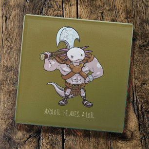 Dessous-de-verre En Verre Œuvre d'art d'un axolotl avec un guerrier gladiate