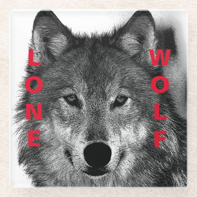 Dessous-de-verre En Verre OEuvre d'oeil de loup noir et blanc (Devant)