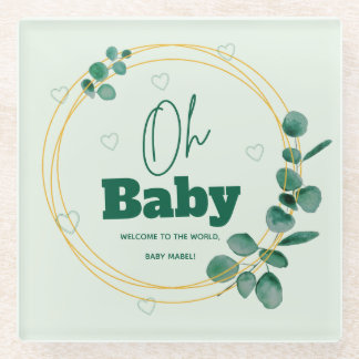 Dessous-de-verre En Verre Oh Baby Eucalyptus Leaves Baby Shower