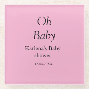 Dessous-de-verre En Verre Oh bébé ajouter nom baby shower date simple minimu
