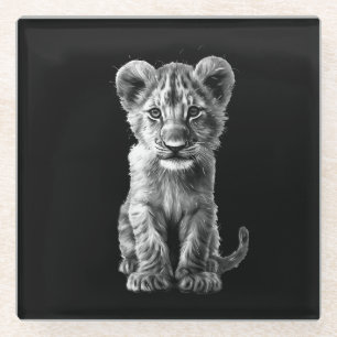 Dessous-de-verre En Verre Oh Bébé Gros Chat Petit Gris