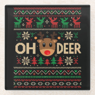 Dessous-de-verre En Verre Oh Deer Ugly Christmas Sweater