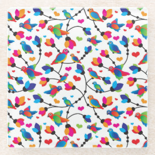 Dessous-de-verre En Verre oiseau coloré mignon de perroquet