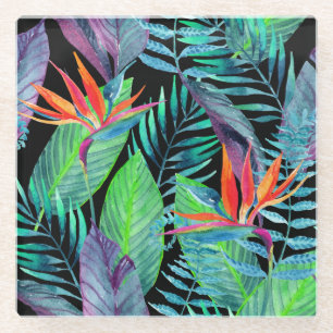 Dessous-de-verre En Verre Oiseau d'aquarelle du paradis 2