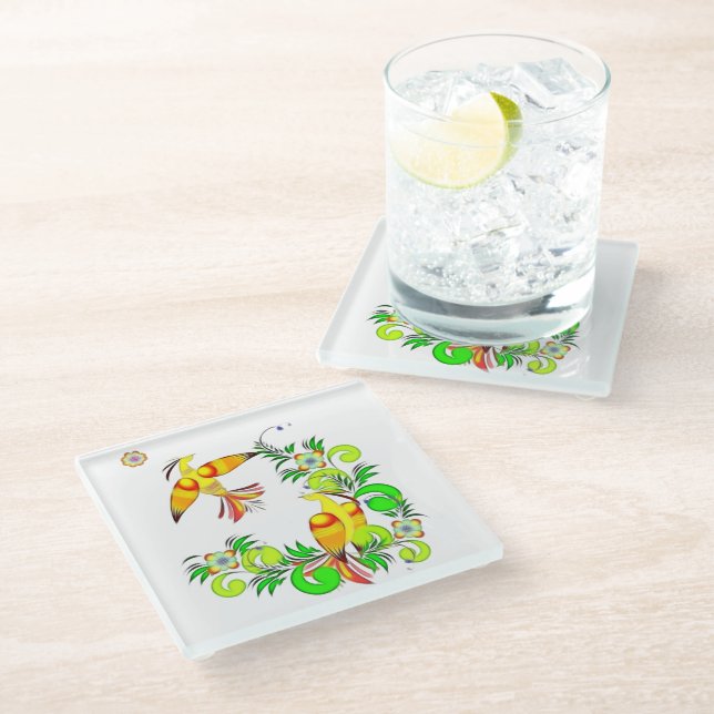 Dessous-de-verre En Verre Oiseaux du paradis (Incliné)