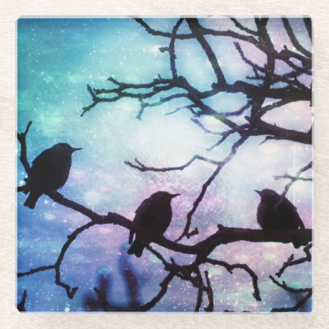 Dessous-de-verre En Verre Oiseaux sur une branche - Starlight (Devant)