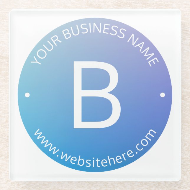 Dessous-de-verre En Verre Ombre de fond bleu et violet avec texte modifiable (Devant)