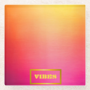 Dessous-de-verre En Verre Ombre personnalisé vibre rose et jaune