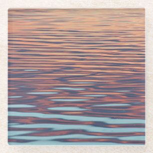 Dessous-de-verre En Verre Ondes de coucher de soleil sur l'eau