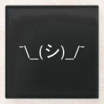 Dessous-de-verre En Verre Oops Shrug Emoticon ; -\_(シ)_/<br><div class="desc">Humour Geek amusant Kaomoji Tête Innocent Oops Shrugging Japonais Emoticons ASCII Texte Art Face Mark. Globe Trotters se spécialise dans l'imagerie idiosyncratique du monde entier. Vous y trouverez des Cartes de Voeux,  Cartes Postales,  Posters,  Mousepads et plus encore.</div>