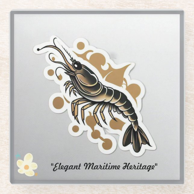 Dessous-de-verre En Verre "Or et Ancre" (Devant)