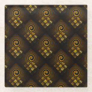 Dessous-de-verre En Verre Or Moderne Boho Élégant Motif d'Art Abstrait #502
