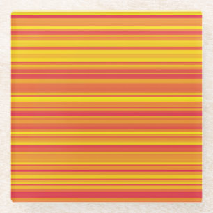 Dessous-de-verre En Verre Orange rouge jaune rayures