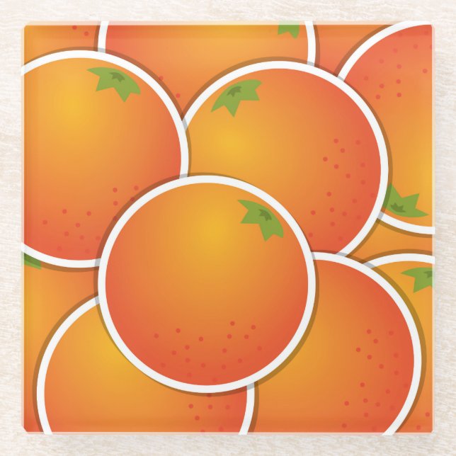 Dessous-de-verre En Verre Oranges funky (Devant)