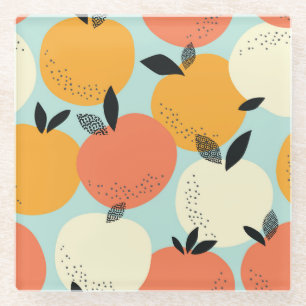 Dessous-de-verre En Verre Oranges Motif : Conception Vibrante sans fil.