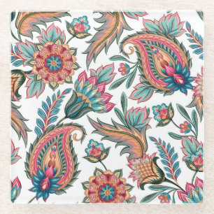 Dessous-de-verre En Verre Oriental Paisley : Vintage Floral sans joint