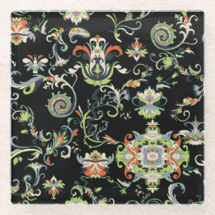 Dessous-de-verre En Verre Ornement Floral Arabe : Traditionnel