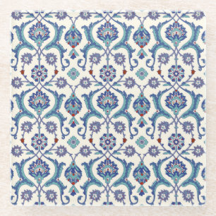 Dessous-de-verre En Verre Ornement floral : Motif arabe traditionnel.