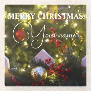 Dessous-de-verre En Verre Ornements de Noël