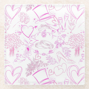 Dessous-de-verre En Verre ornements mariages motif 02