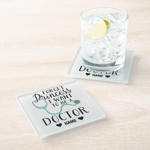Dessous-de-verre En Verre Oubliez Princesse Je veux être Docteur