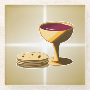 Dessous-de-verre En Verre Pain sans levain et vin Communion sainte