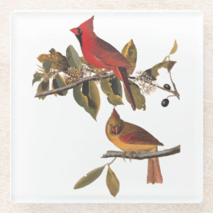 Dessous-de-verre En Verre Paire cardinale Audubon en amandiers sauvages
